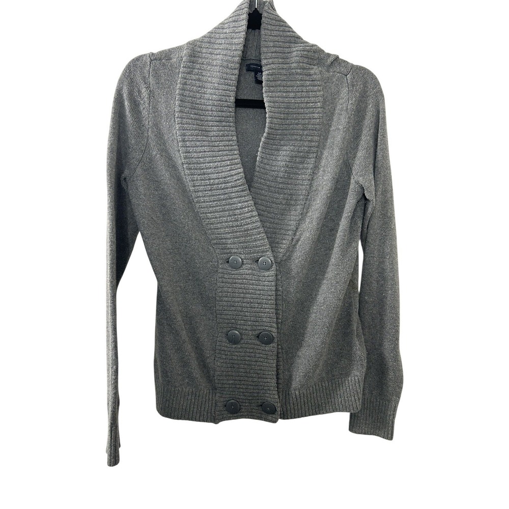 Tommy Hilfiger Womens Grey Double Breasted Shawl Collar Cardigan Sweater Small